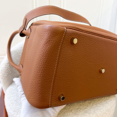 Hermes Lindy 30 in Gold Clemence Leather and GHW