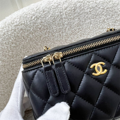 Chanel 22S Pearl Crush Small Vanity in Black Lambskin and AGHW