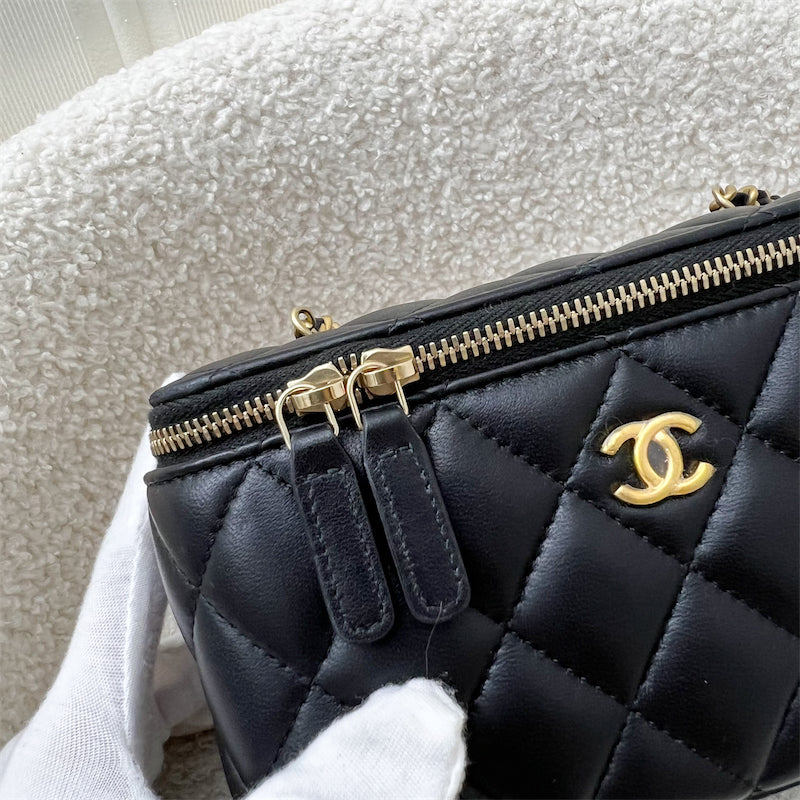 Chanel 22S Pearl Crush Small Vanity in Black Lambskin and AGHW