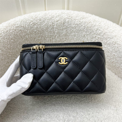 Chanel 22S Pearl Crush Small Vanity in Black Lambskin and AGHW