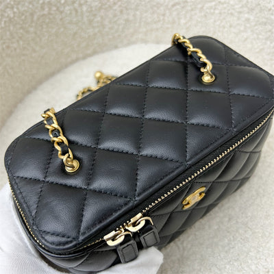 Chanel 22S Pearl Crush Small Vanity in Black Lambskin and AGHW