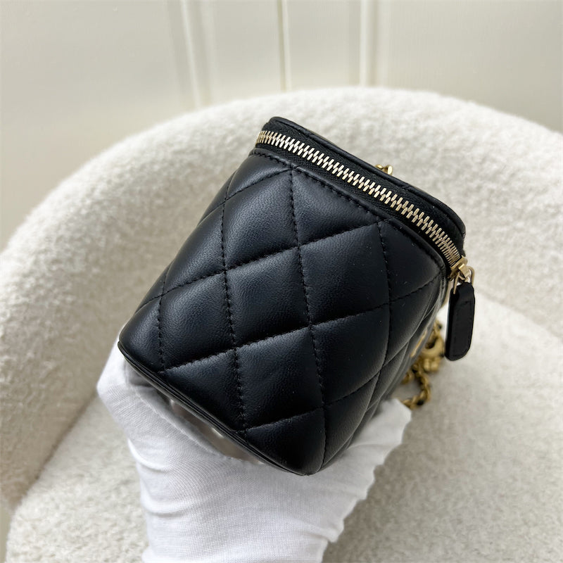 Chanel 22S Pearl Crush Small Vanity in Black Lambskin and AGHW