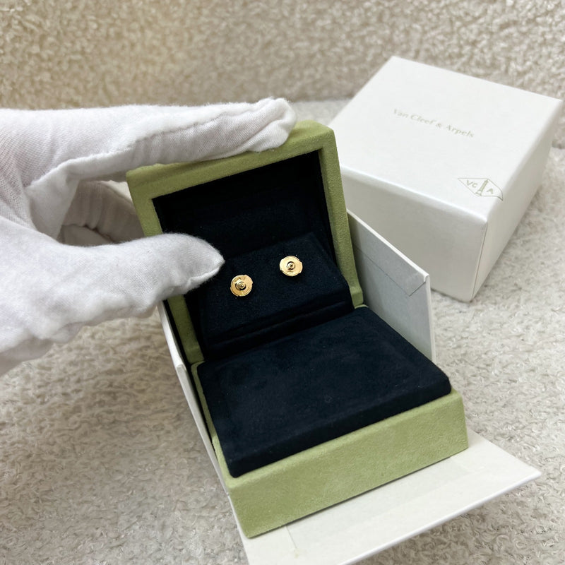 Van Cleef & Arpels VCA Sweet Alhambra Butterfly Ear Studs with Mother of Pearl MOP in 18K Yellow Gold (Ref: VCARN5JM00)