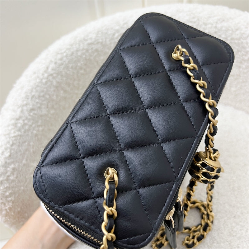 Chanel 22S Pearl Crush Small Vanity in Black Lambskin and AGHW