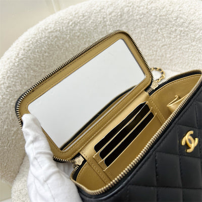 Chanel 22S Pearl Crush Small Vanity in Black Lambskin and AGHW