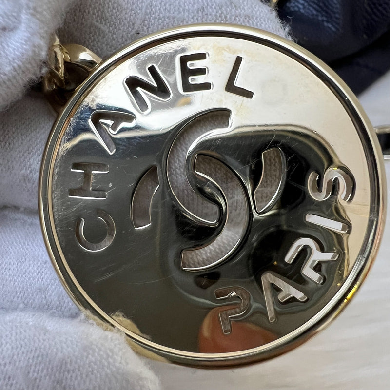 Chanel 22 Small Hobo Handbag in Navy Shiny Caviar and LGHW (Model: AS3260)