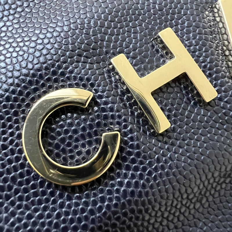 Chanel 22 Small Hobo Handbag in Navy Shiny Caviar and LGHW (Model: AS3260)