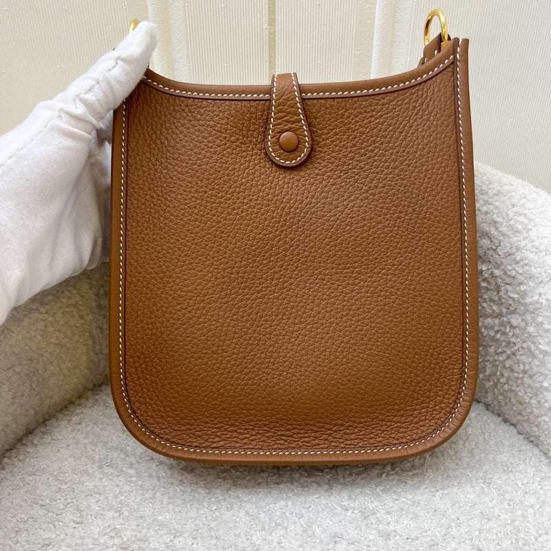 [New Short Strap] Hermes Mini Evelyne TPM in Gold Clemence Leather with Gold Strap and GHW
