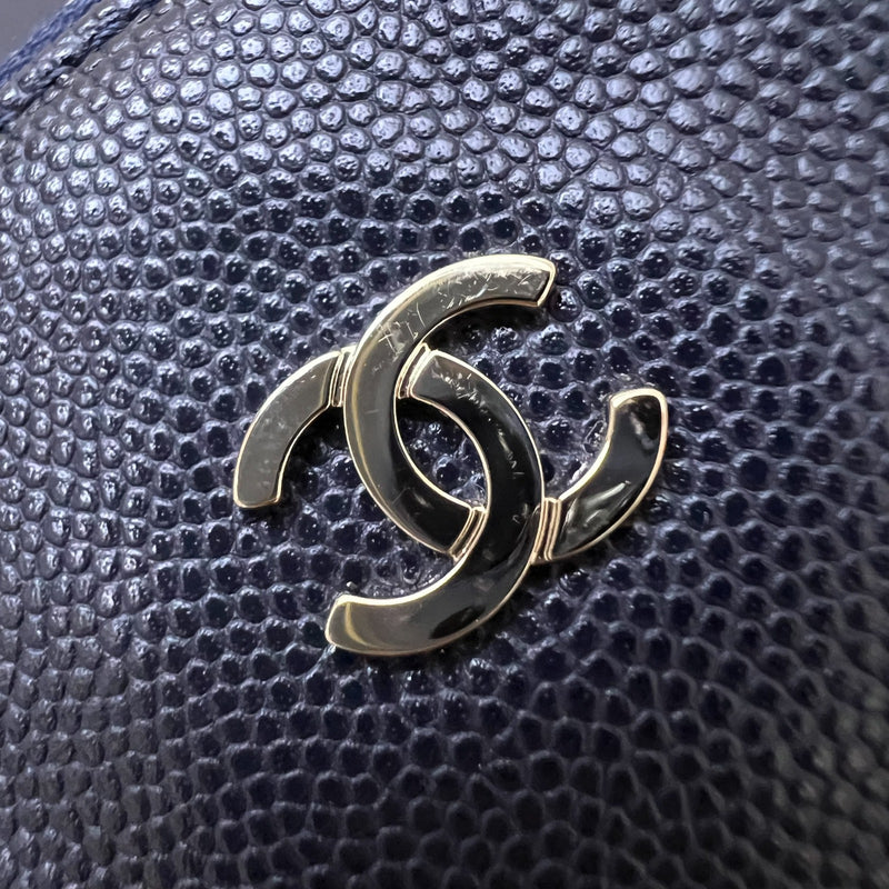 Chanel 22 Small Hobo Handbag in Navy Shiny Caviar and LGHW (Model: AS3260)