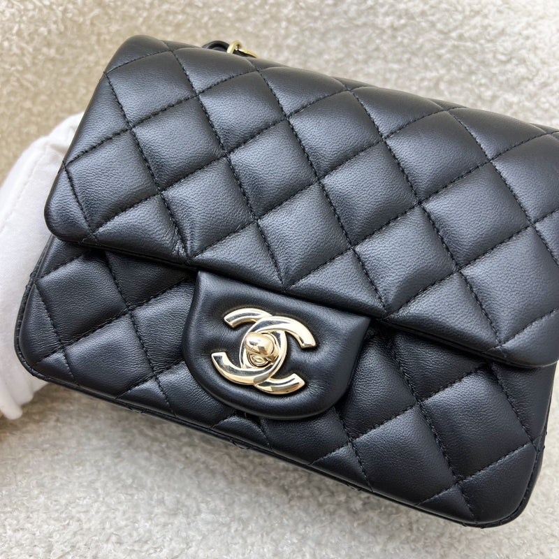 Chanel Classic Square Mini Flap in Black Lambskin and LGHW (Model: A35200)