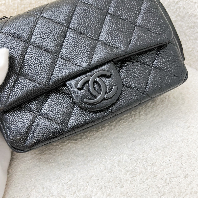 Chanel Incognito So Black Square Mini Flap in Black Caviar and BHW