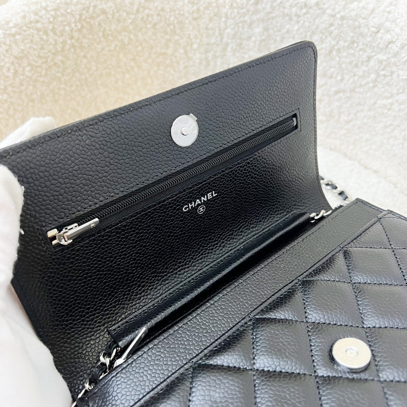 Chanel Classic Wallet on Chain WOC in Black Caviar and SHW
