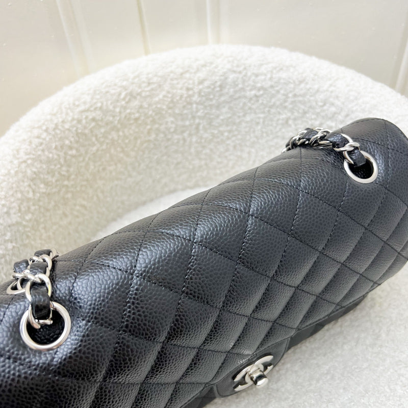 Chanel Medium Classic Flap CF in Black Caviar and SHW (Model: A01112)