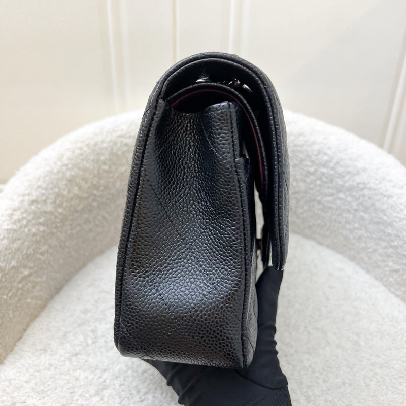 Chanel Medium Classic Flap CF in Black Caviar and SHW (Model: A01112)