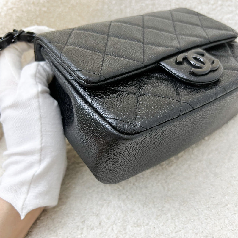 Chanel Incognito So Black Square Mini Flap in Black Caviar and BHW