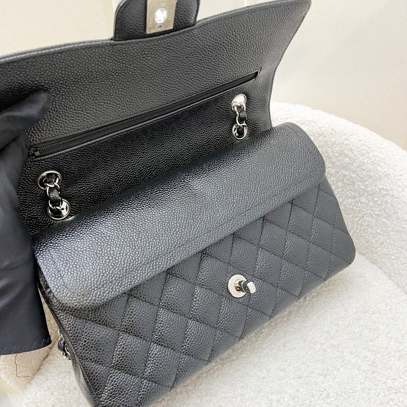 Chanel Medium Classic Flap CF in Black Caviar and SHW (Model: A01112)
