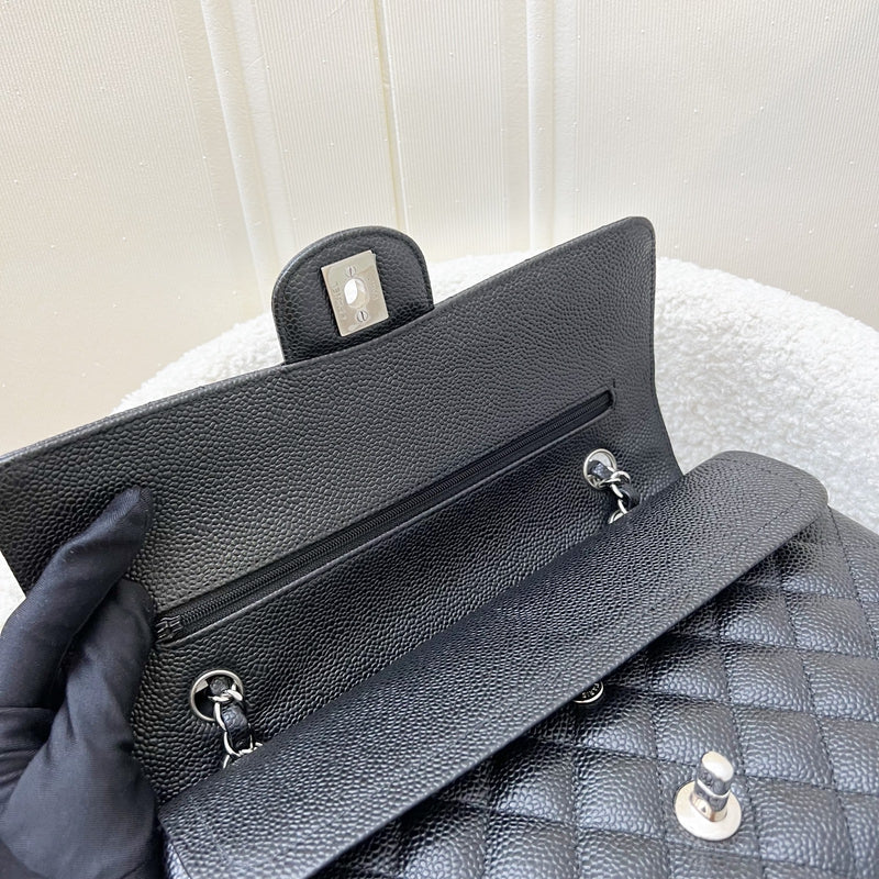Chanel Medium Classic Flap CF in Black Caviar and SHW (Model: A01112)