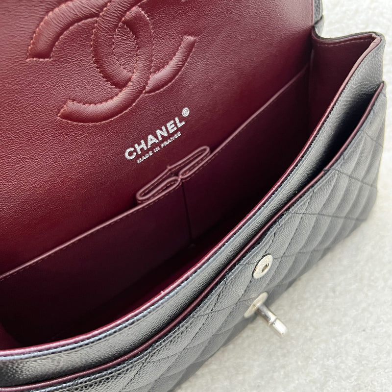 Chanel Medium Classic Flap CF in Black Caviar and SHW (Model: A01112)