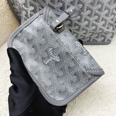 [Brand New - June 2025] Goyard Mini Anjou in Grey Goyardine Canvas and Leather (Including Universal Bag Clip)