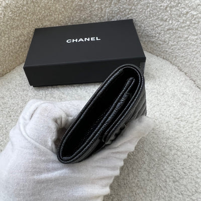 Chanel Boy Snap Card Holder in Black Caviar and LGHW