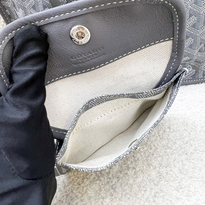 [Brand New - June 2025] Goyard Mini Anjou in Grey Goyardine Canvas and Leather (Including Universal Bag Clip)