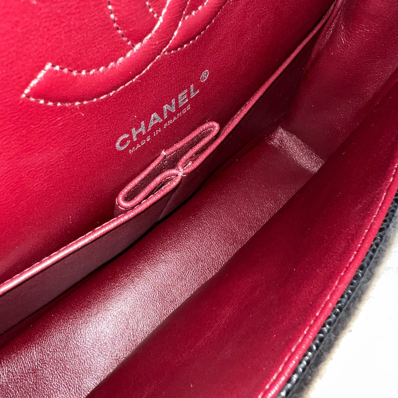 Chanel Medium Classic Flap CF in Black Caviar and SHW (Model: A01112)