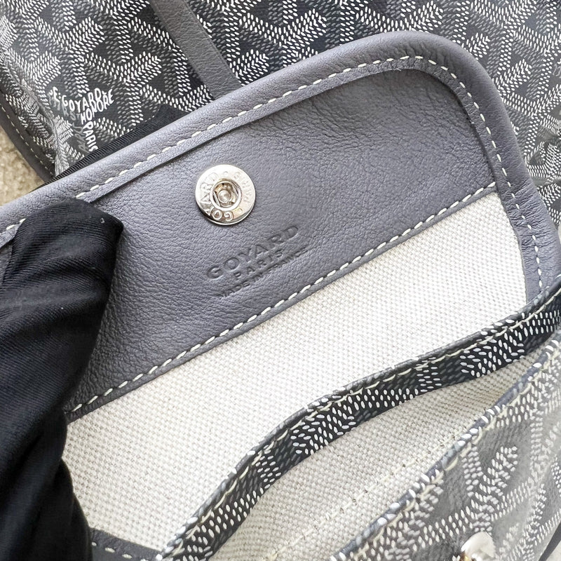 [Brand New - June 2025] Goyard Mini Anjou in Grey Goyardine Canvas and Leather (Including Universal Bag Clip)