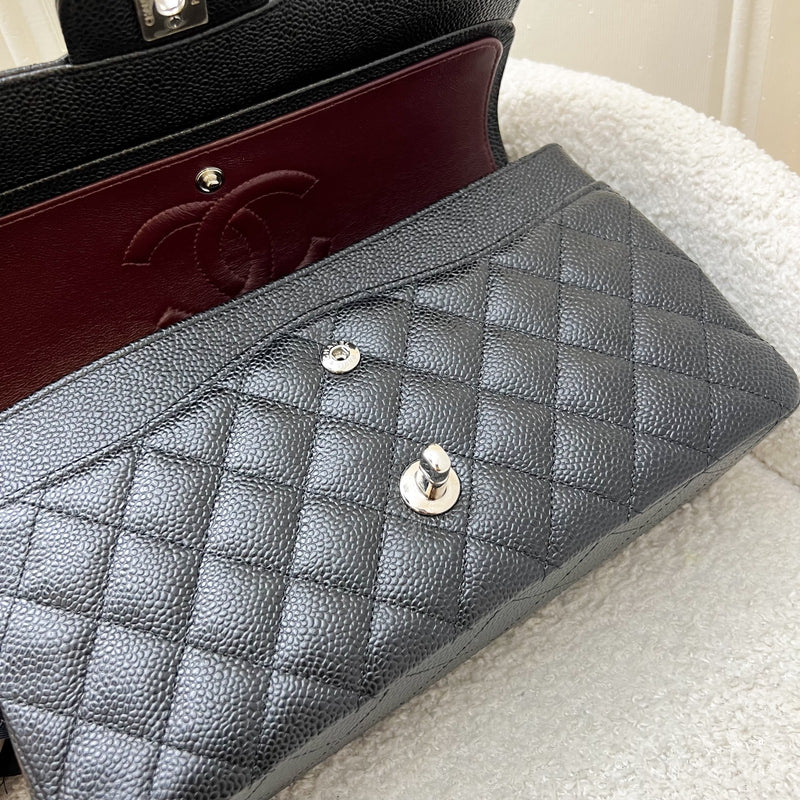 Chanel Medium Classic Flap CF in Black Caviar and SHW (Model: A01112)