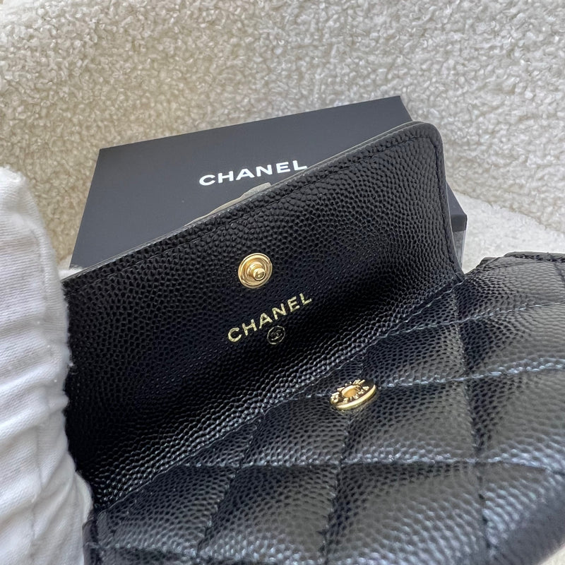 Chanel Boy Snap Card Holder in Black Caviar and LGHW