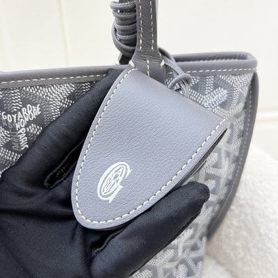 [Brand New - June 2025] Goyard Mini Anjou in Grey Goyardine Canvas and Leather (Including Universal Bag Clip)