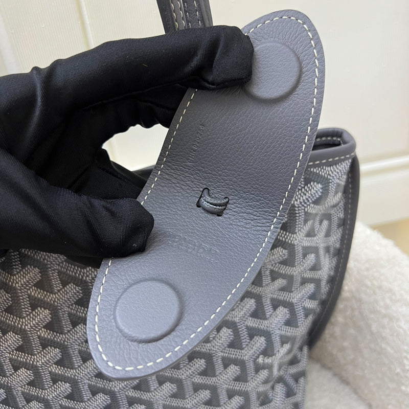 [Brand New - June 2025] Goyard Mini Anjou in Grey Goyardine Canvas and Leather (Including Universal Bag Clip)