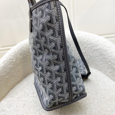 [Brand New - June 2025] Goyard Mini Anjou in Grey Goyardine Canvas and Leather (Including Universal Bag Clip)