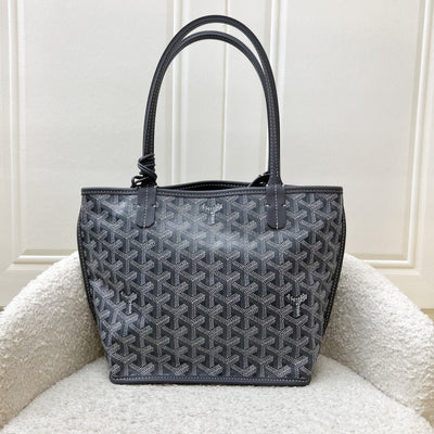 [Brand New - June 2025] Goyard Mini Anjou in Grey Goyardine Canvas and Leather (Including Universal Bag Clip)