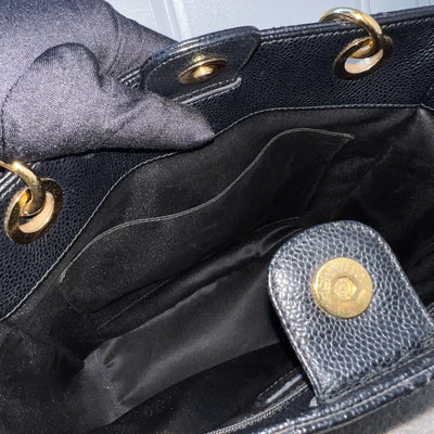 [Like New - With Receipt] Chanel Petite Shopping Tote PST in Black Caviar and GHW (Model: A50994)