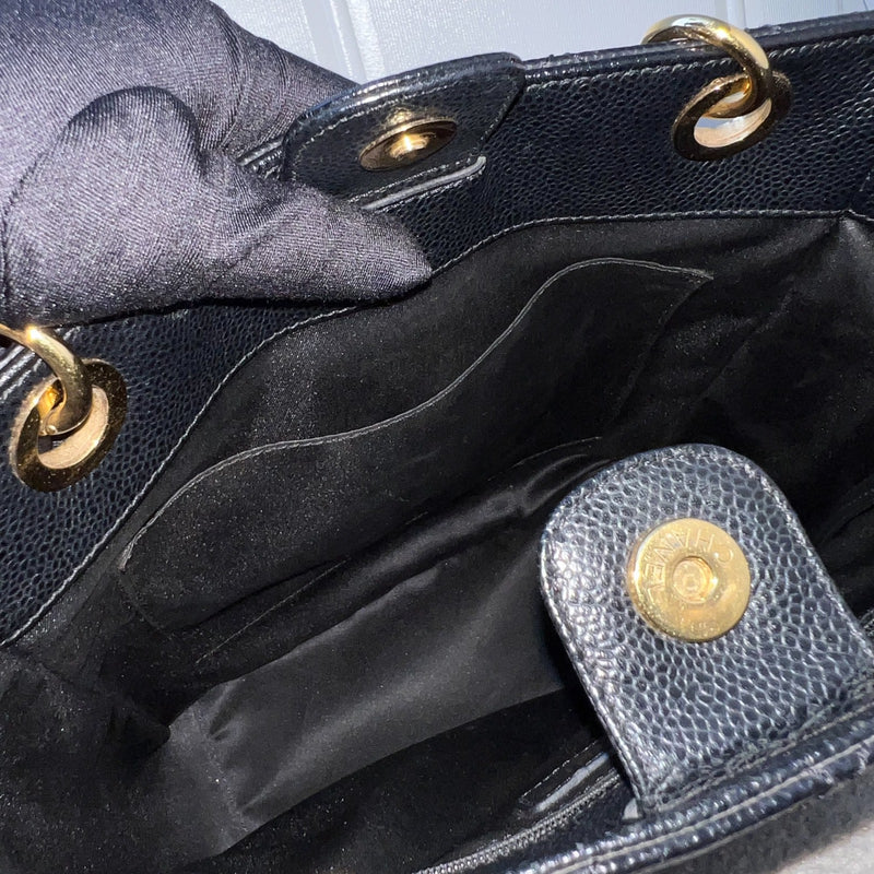 [Like New - With Receipt] Chanel Petite Shopping Tote PST in Black Caviar and GHW (Model: A50994)
