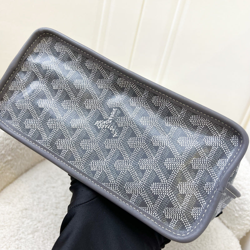 [Brand New - June 2025] Goyard Mini Anjou in Grey Goyardine Canvas and Leather (Including Universal Bag Clip)