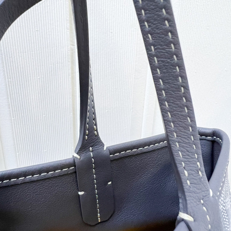 [Brand New - June 2025] Goyard Mini Anjou in Grey Goyardine Canvas and Leather (Including Universal Bag Clip)