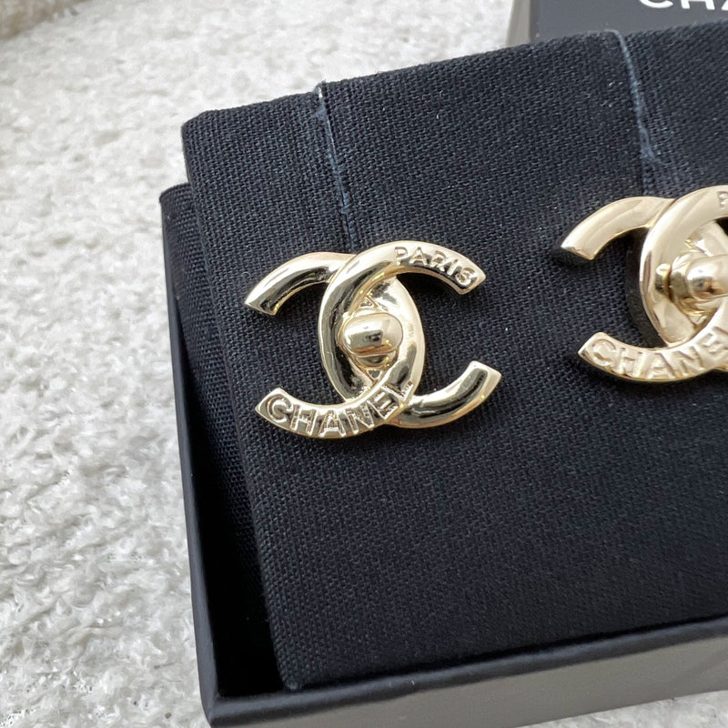 Chanel CC Turnlock Earrings in LGHW (Model: AB9411)