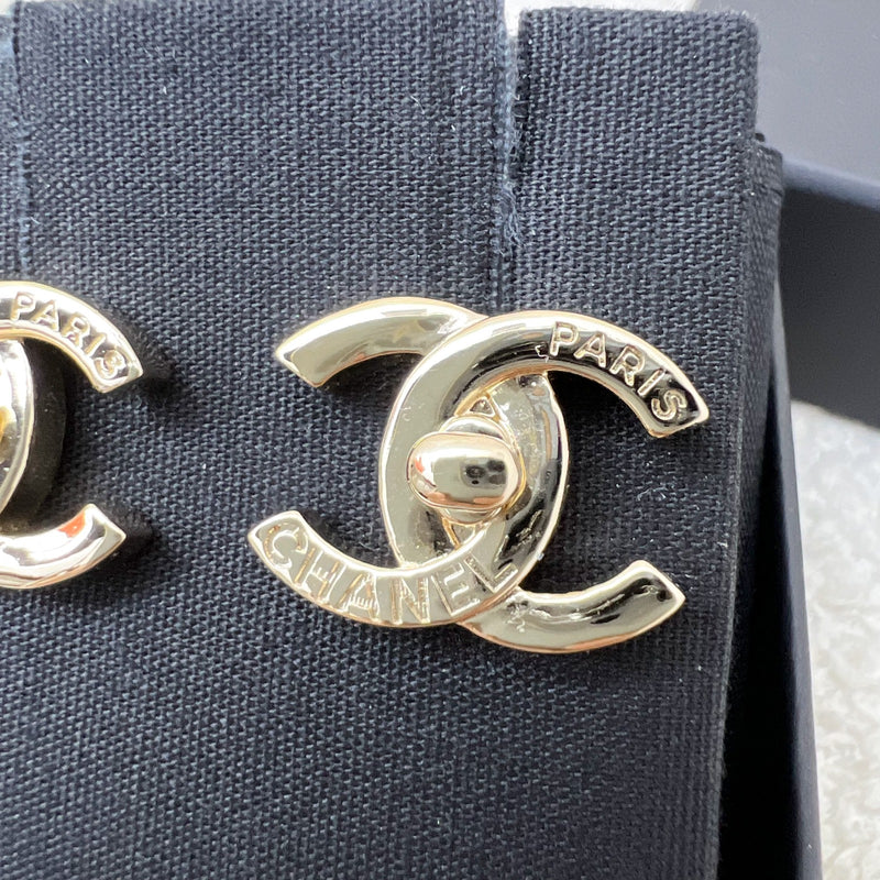 Chanel CC Turnlock Earrings in LGHW (Model: AB9411)