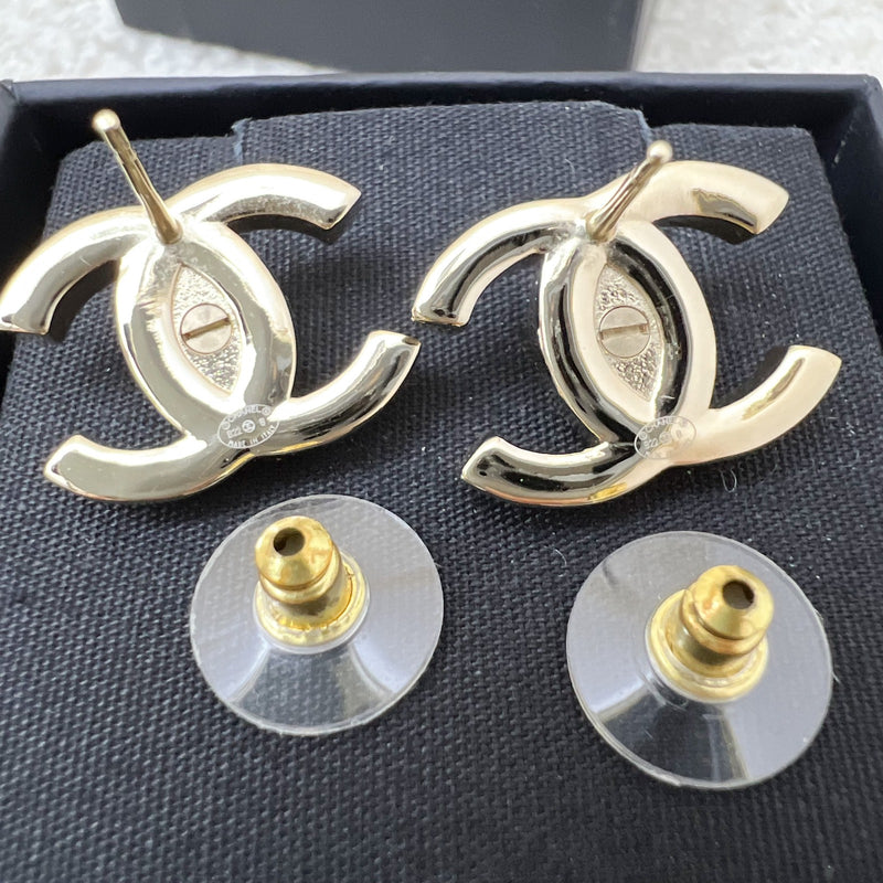 Chanel CC Turnlock Earrings in LGHW (Model: AB9411)