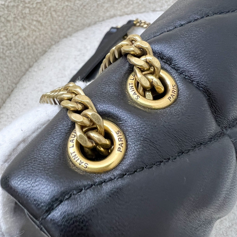 Saint Laurent YSL Toy Puffer Shoulder Bag in Black Lambskin and GHW
