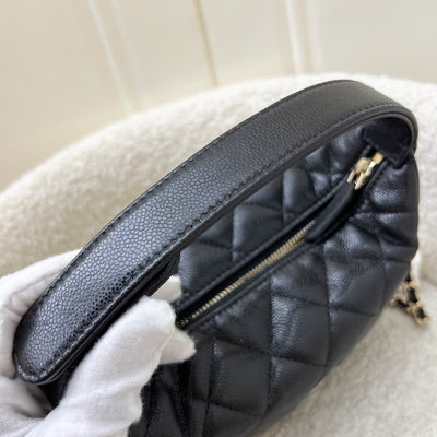 Chanel Classic Quilted Hobo Clutch on Chain in Black Caviar and LGHW (Model: AP4386)