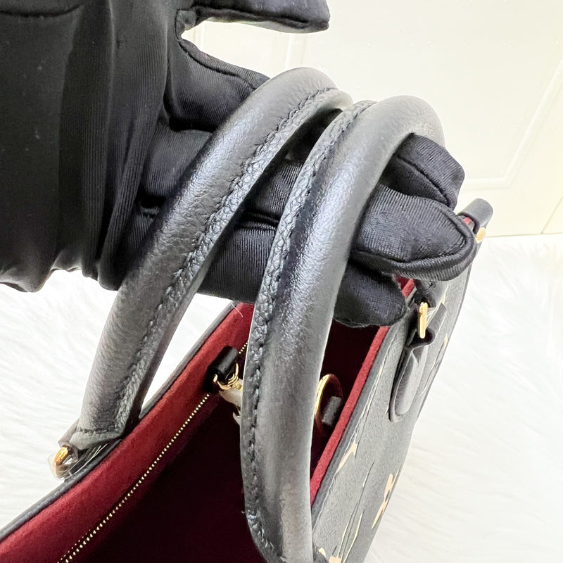 LV Onthego PM Tote in Bicolor Black and Beige Giant Monogram Empreinte Leather and GHW (Model: M45659)