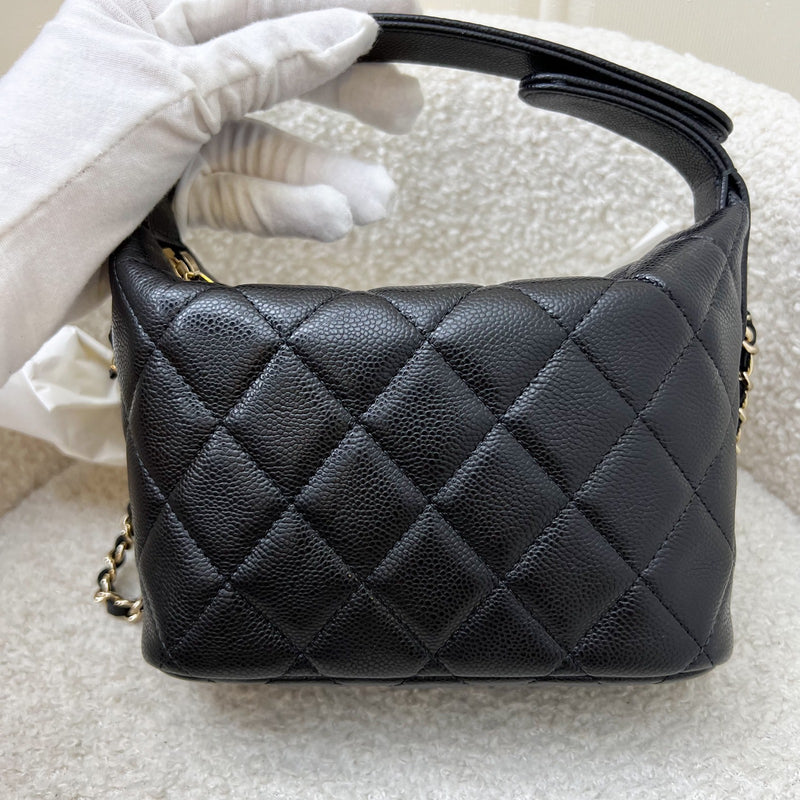 Chanel Classic Quilted Hobo Clutch on Chain in Black Caviar and LGHW (Model: AP4386)