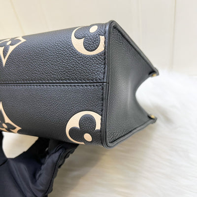 LV Onthego PM Tote in Bicolor Black and Beige Giant Monogram Empreinte Leather and GHW (Model: M45659)