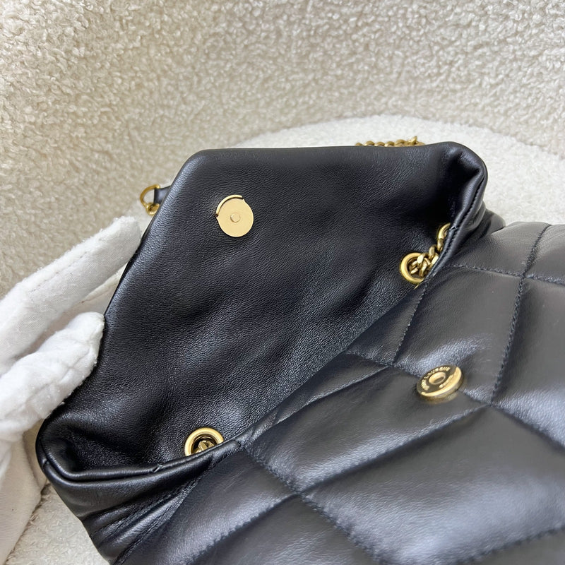 Saint Laurent YSL Toy Puffer Shoulder Bag in Black Lambskin and GHW