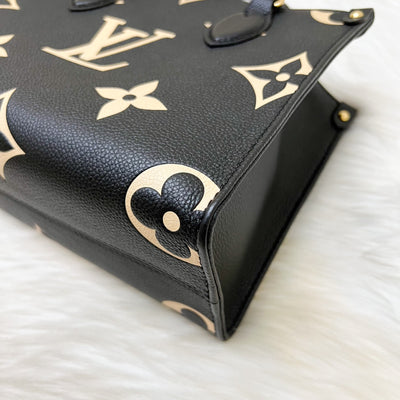 LV Onthego PM Tote in Bicolor Black and Beige Giant Monogram Empreinte Leather and GHW (Model: M45659)