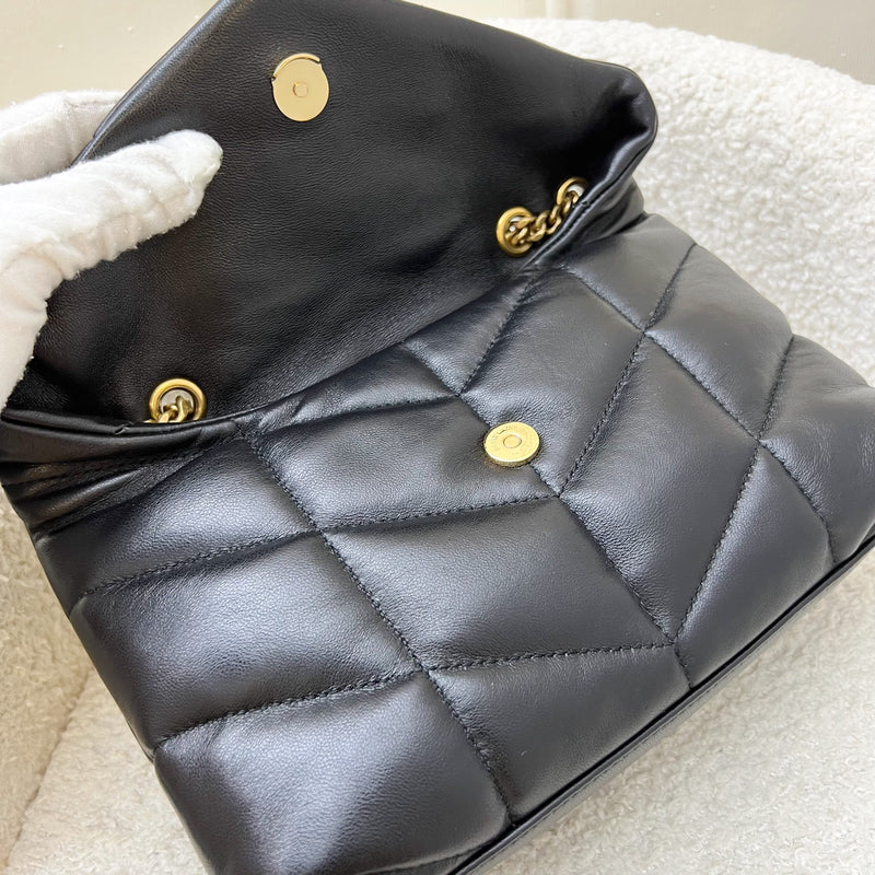 Saint Laurent YSL Toy Puffer Shoulder Bag in Black Lambskin and GHW