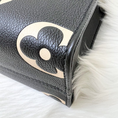 LV Onthego PM Tote in Bicolor Black and Beige Giant Monogram Empreinte Leather and GHW (Model: M45659)