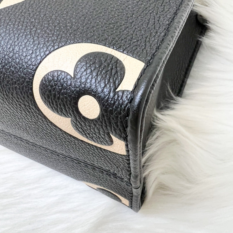 LV Onthego PM Tote in Bicolor Black and Beige Giant Monogram Empreinte Leather and GHW (Model: M45659)